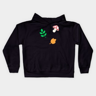 Mushroom and leaves pattern Kids Hoodie